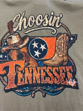 Comfort Colors Olive Tennessee Graphic Tee with Orange & Blue Accents